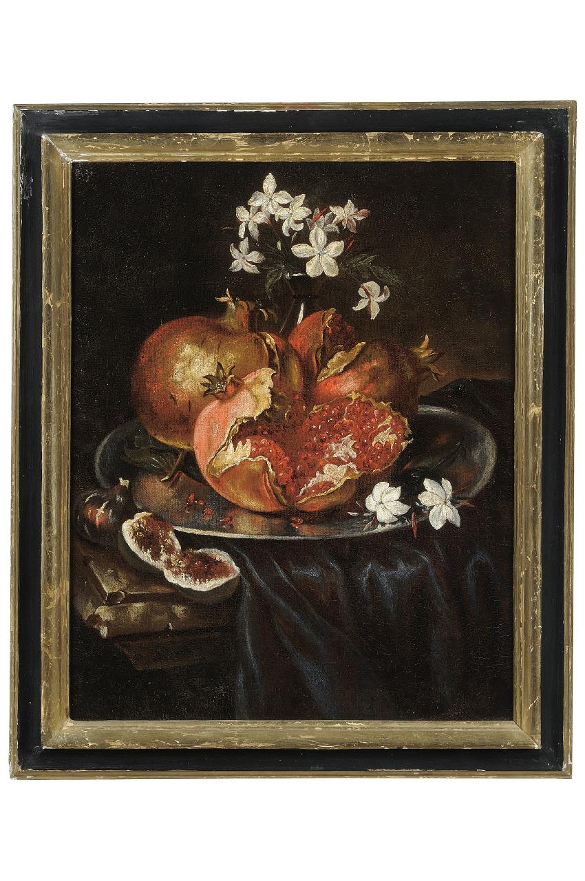 natura morta con frutta e fiori (dipinto) - ambito fiorentino (seconda metà sec. XVII)