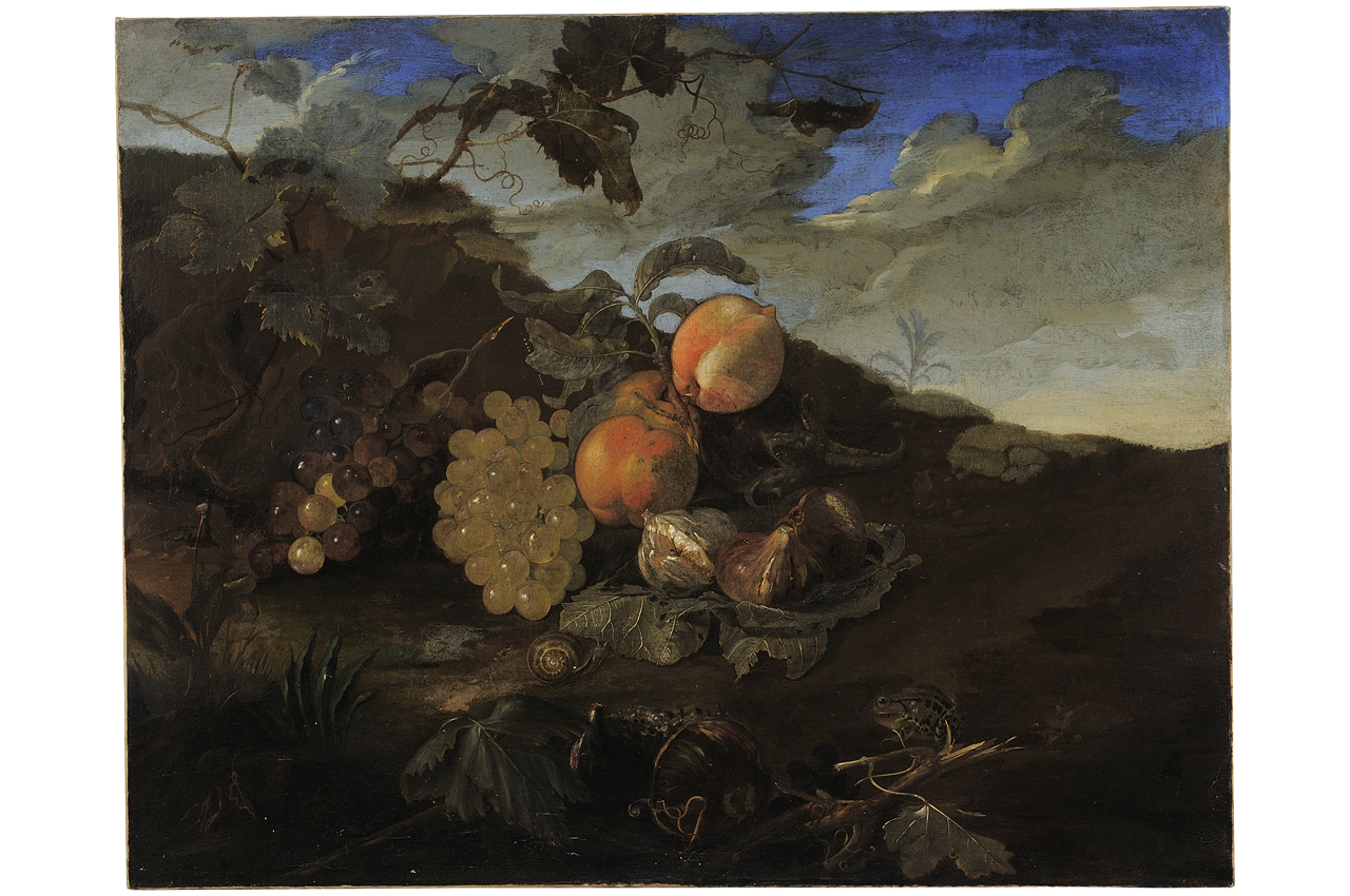 natura morta con frutta (dipinto) - ambito fiorentino (seconda metà sec. XVII)
