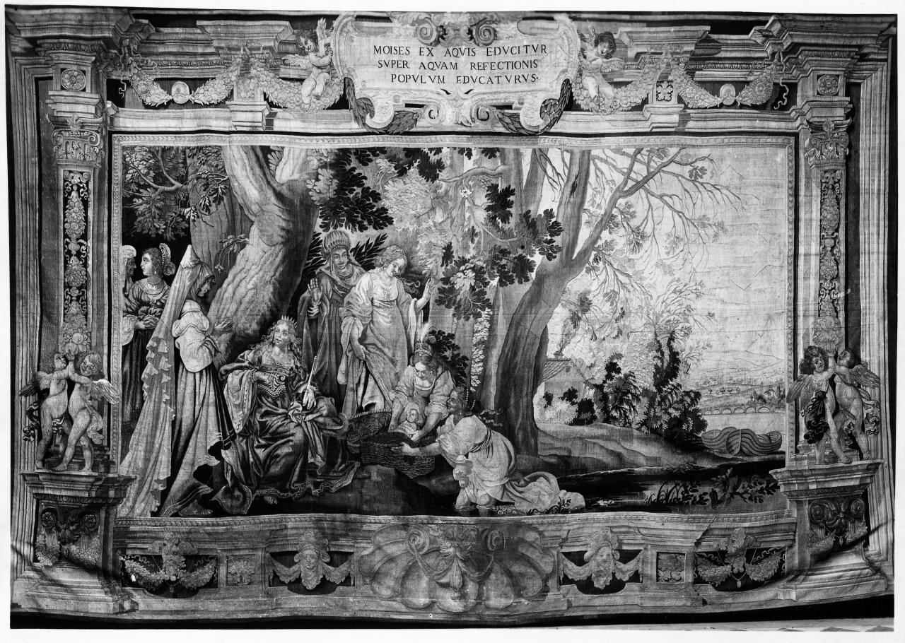 Mosè salvato dalle acque (arazzo) di Melissi Agostino (attribuito), Hasselt Bernardino van (attribuito) (sec. XVII)