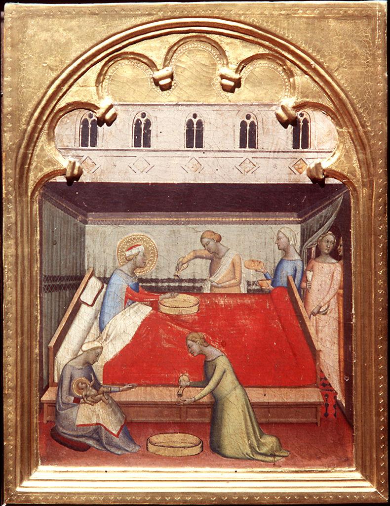 nascita di Maria Vergine (scomparto di predella) di Daddi Bernardo (sec. XIV)