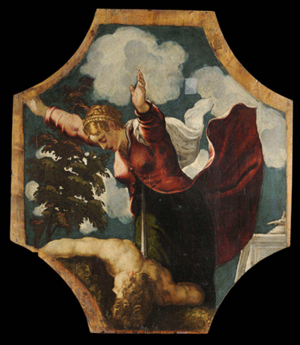 Piramo e Tisbe, Piramo e Tisbe (dipinto - ciclo decorativo, complesso decorativo) di Robusti Jacopo detto Tintoretto (attribuito) - ambito veneziano (prima metà XVI)