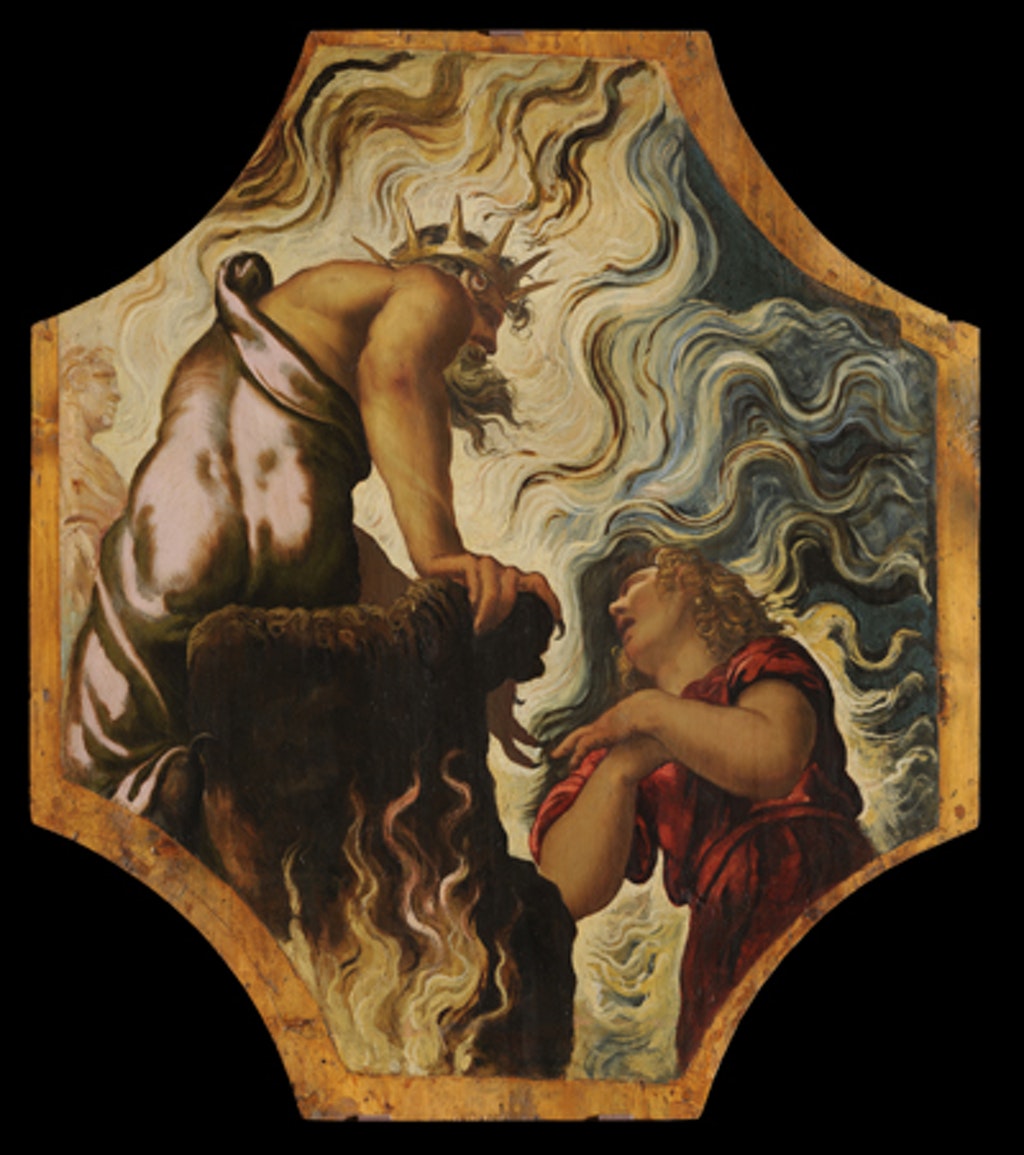 Orfeo che implora Plutone, Orfeo che implora Plutone (dipinto - tavola di ciclo decorativo, complesso decorativo) di Robusti Jacopo detto Tintoretto (attribuito) - ambito veneziano (secondo quarto XVI)