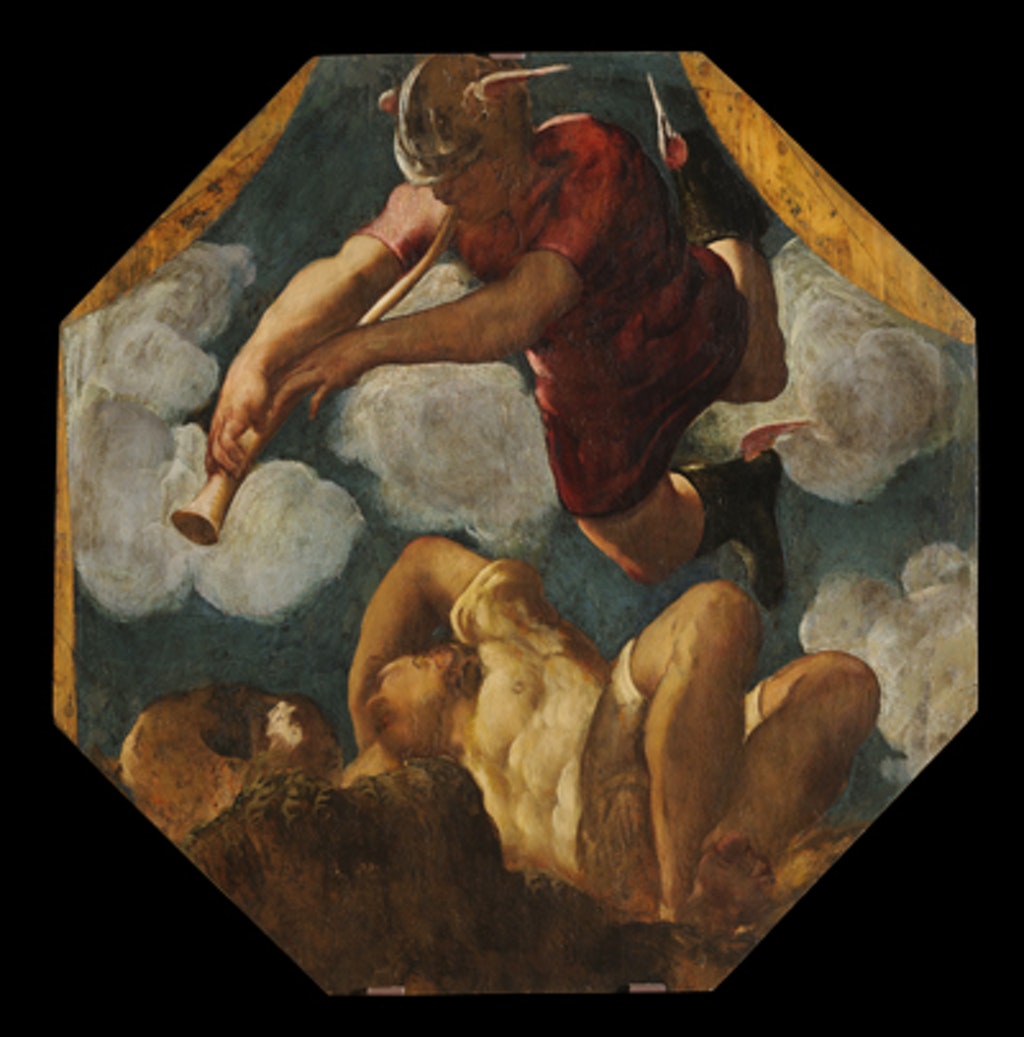 Mercurio addormenta Argo, Mercurio addormenta Argo (dipinto - tavola di ciclo decorativo, complesso decorativo) di Robusti Jacopo detto Tintoretto (attribuito) - ambito veneziano (seconda metà XVI)