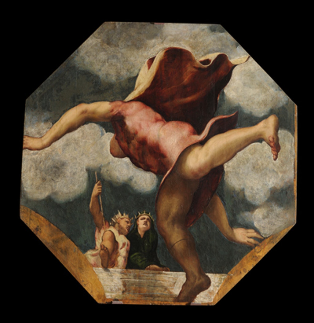 La corsa d’Ippomene, La corsa d’Ippomene (dipinto - tavola di ciclo decorativo, complesso decorativo) di Robusti Jacopo detto Tintoretto (attribuito) - ambito veneziano (secondo quarto XVI)