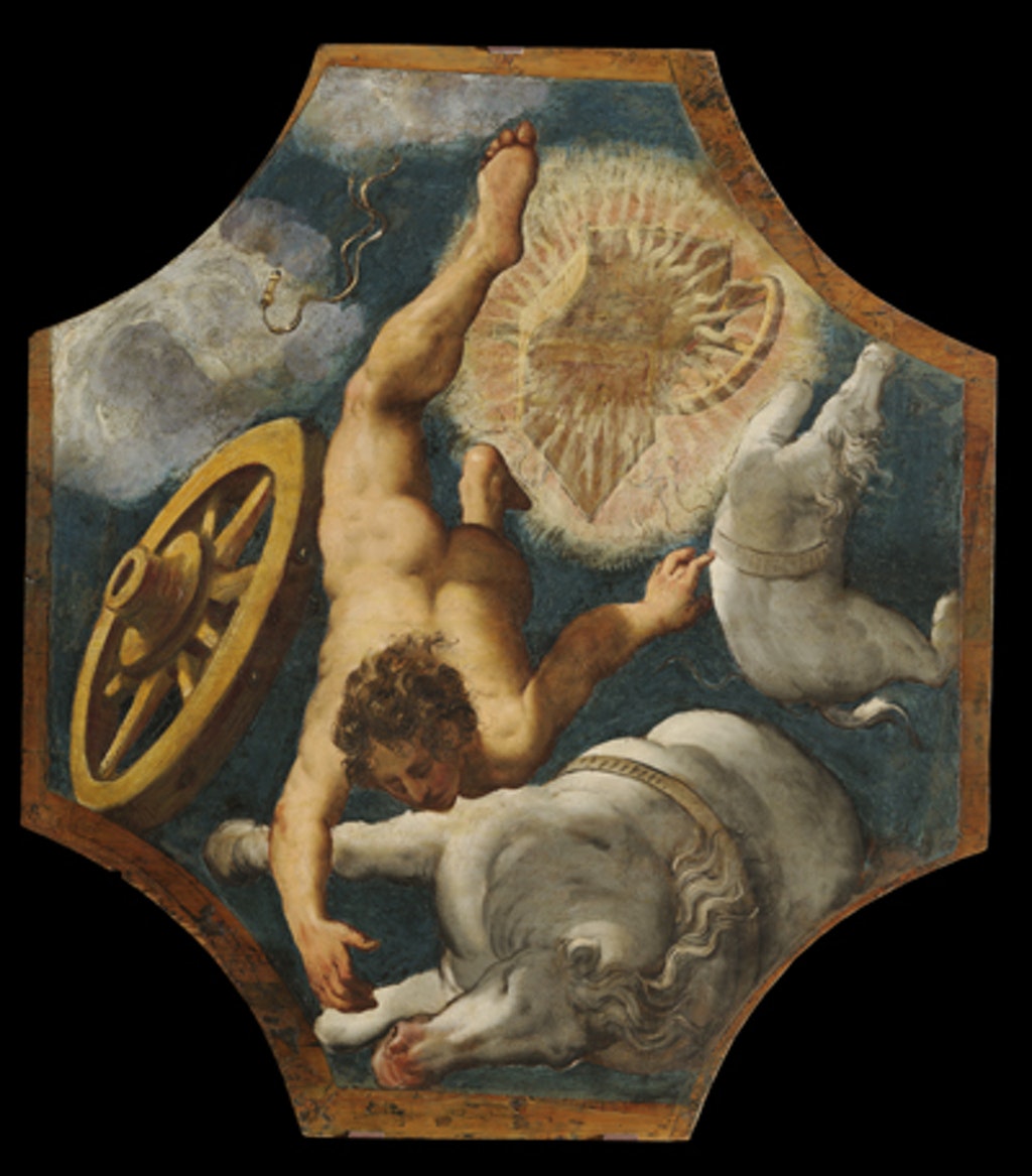 Caduta di Fetonte, Caduta di Fetonte (dipinto - tavola di ciclo decorativo, complesso decorativo) di Robusti Jacopo detto Tintoretto (attribuito) - ambito veneziano (secondo quarto XVI)