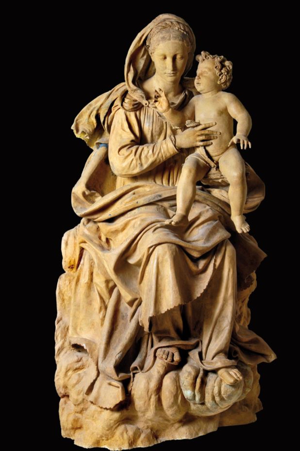 Madonna col Bambino, Madonna col Bambino (statua - statua in terracotta a figura intera, opera isolata) di Begarelli Antonio (attribuito) - bottega modenese (secondo quarto XVI)