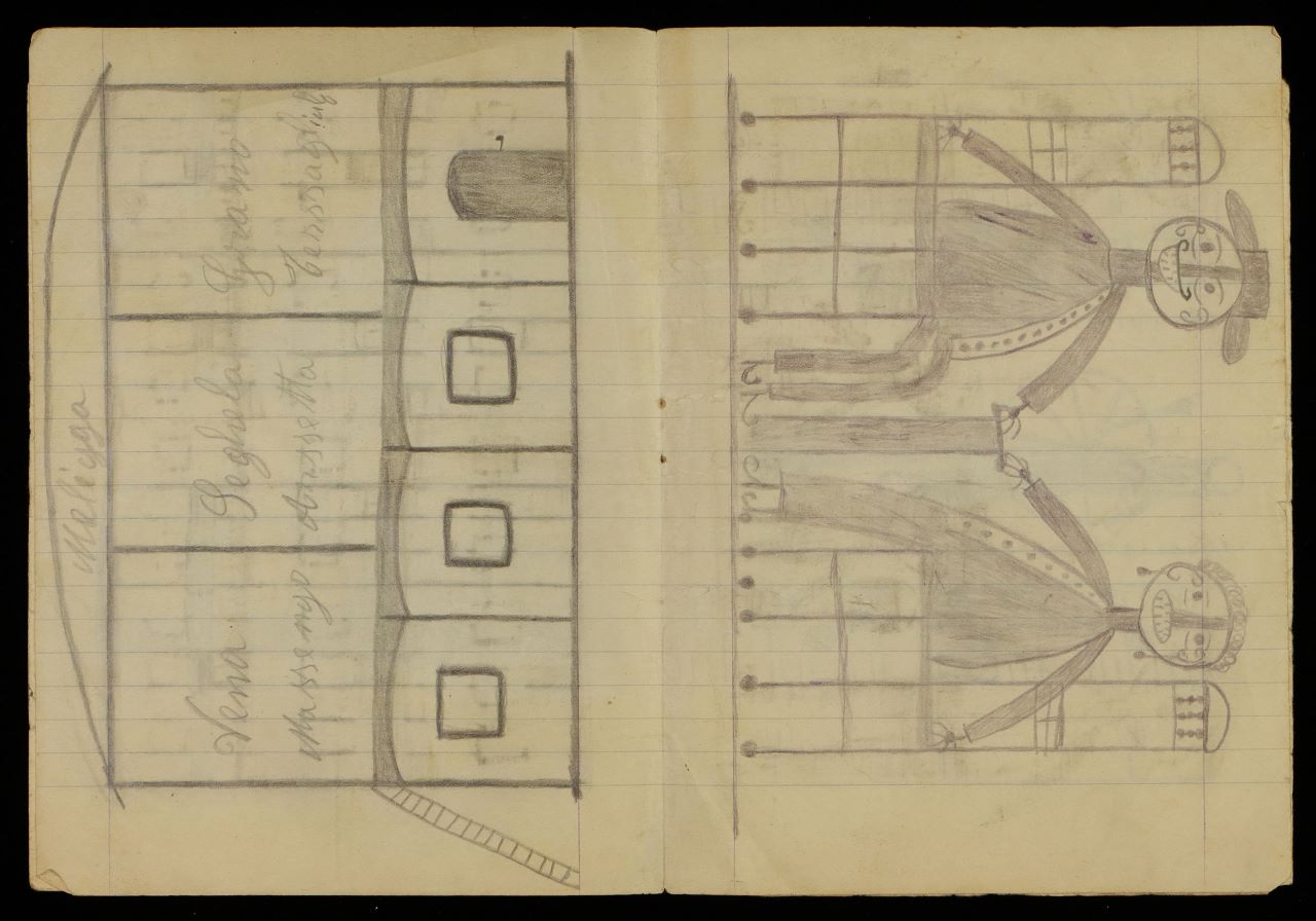 Senza Titolo, Quaderno di disegni (2) (taccuino di disegni, elemento d'insieme) di Sopetti, Luigi - ambito manicomiale (inizio XX)