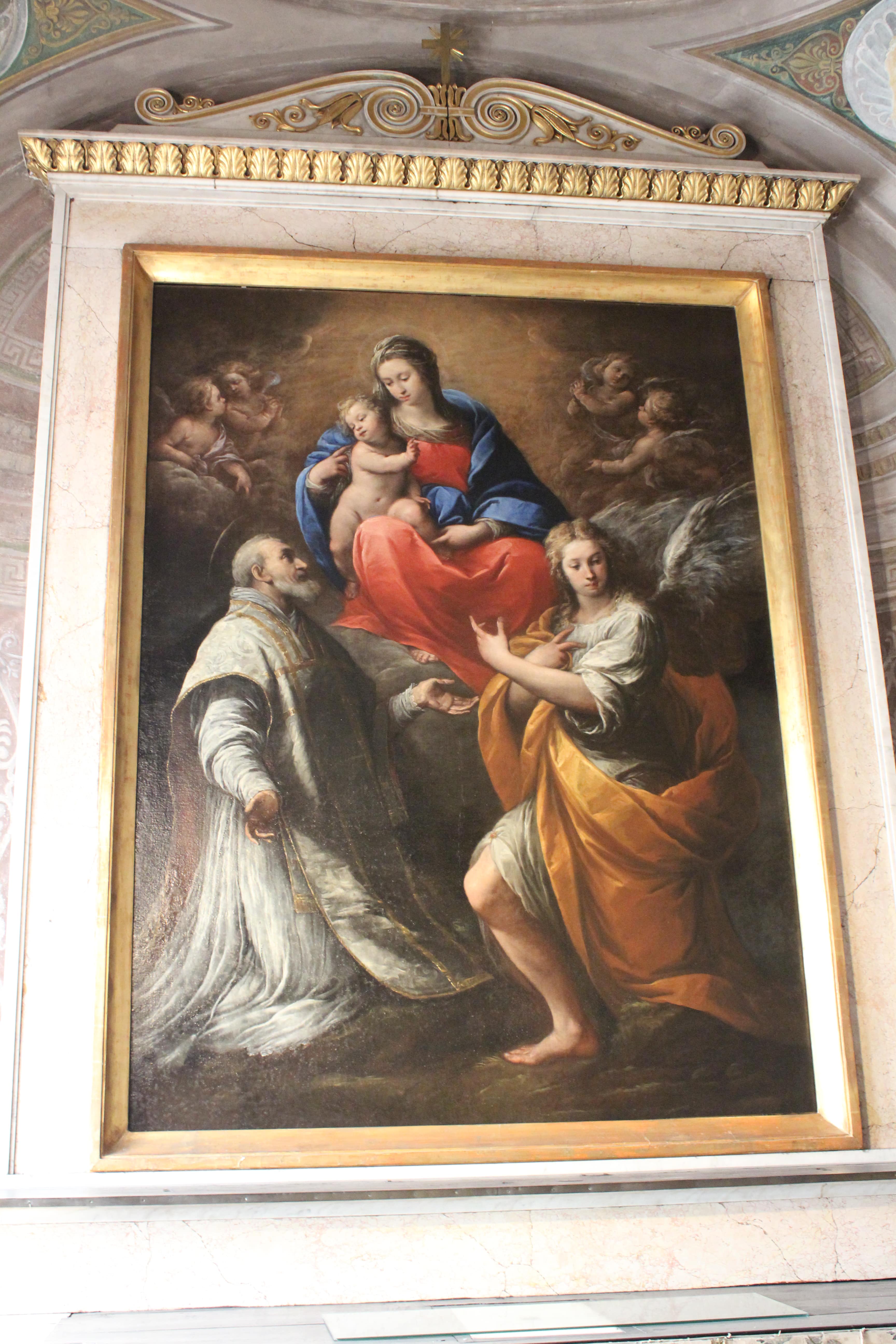 Madonna con il Bambino, san Filippo Neri e un angelo, Madonna con Bambino, san Filippo Neri e un angelo (dipinto, opera isolata) di Nuvolone Giuseppe (attribuito) (terzo quarto XVII)