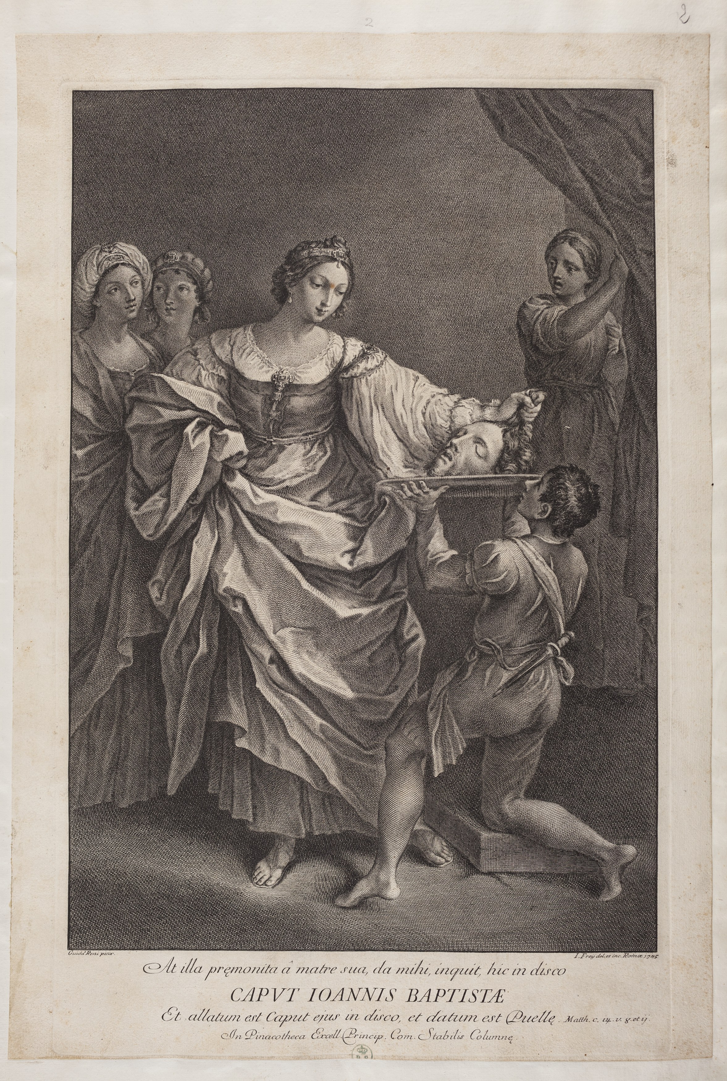 Salomè con la testa del Battista, Salomè con la testa di san Giovanni Battista (stampa controfondata tagliata) di Guido Reni, Frey Jakob (secondo quarto XVIII)