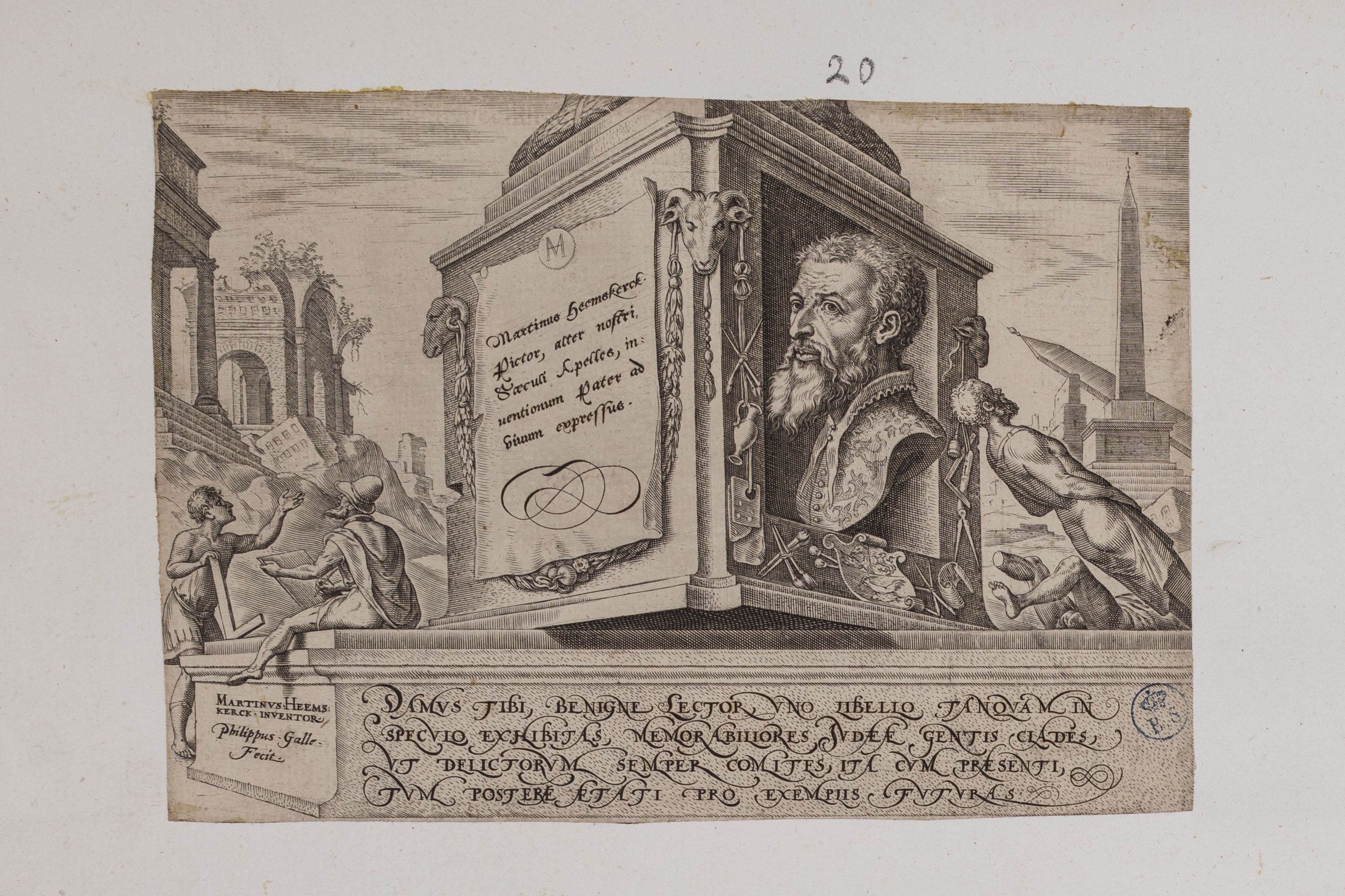 Titolo della serie con ritratto di Heemskerck (stampa controfondata smarginata, serie) di Heemskerck Marten van, Galle Philips (seconda metà XVI)