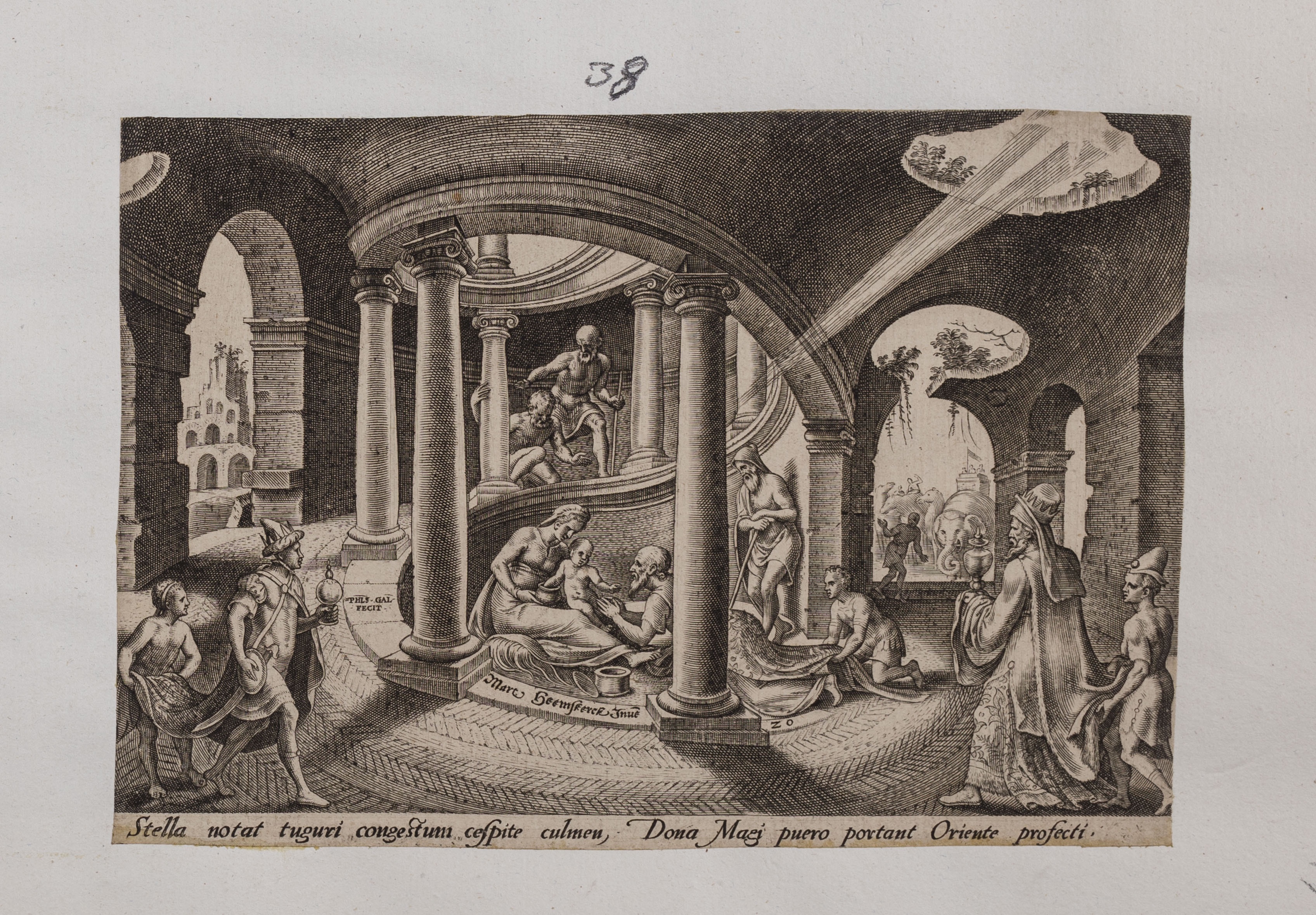 Adorazione dei Magi (stampa controfondata smarginata, serie) di Heemskerck Marten van, Galle Philips (seconda metà XVI)