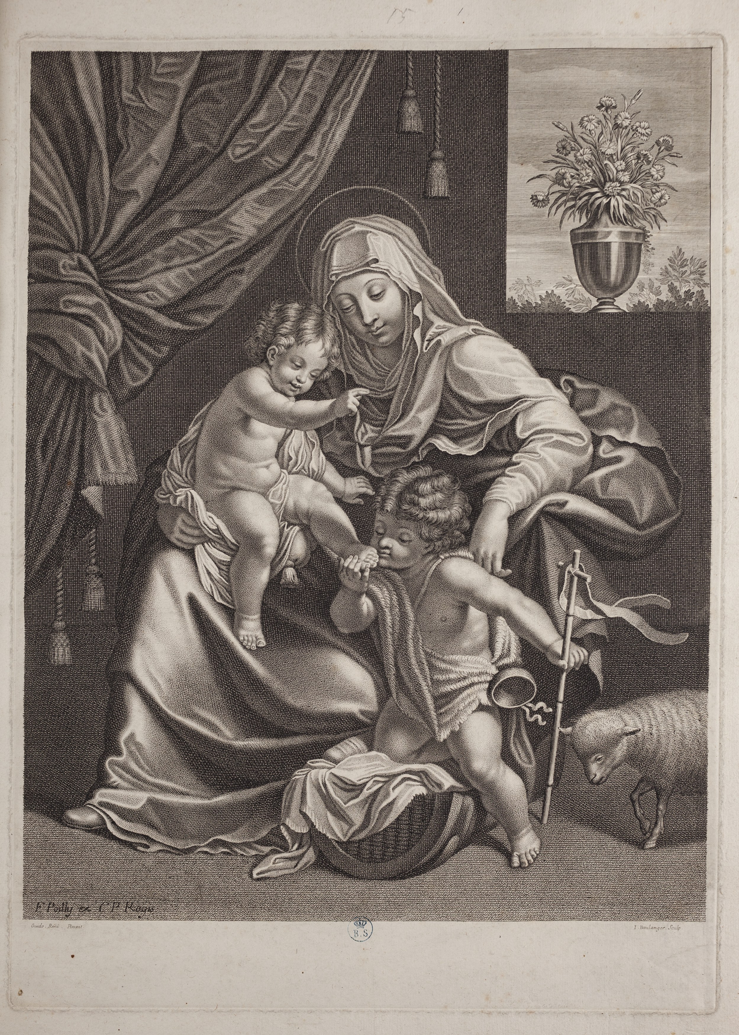 Madonna con Bambino e san Giovannino, Madonna con Bambino e san Giovannino (stampa) di Guido Reni, Boulanger Jean (seconda metà XVII)