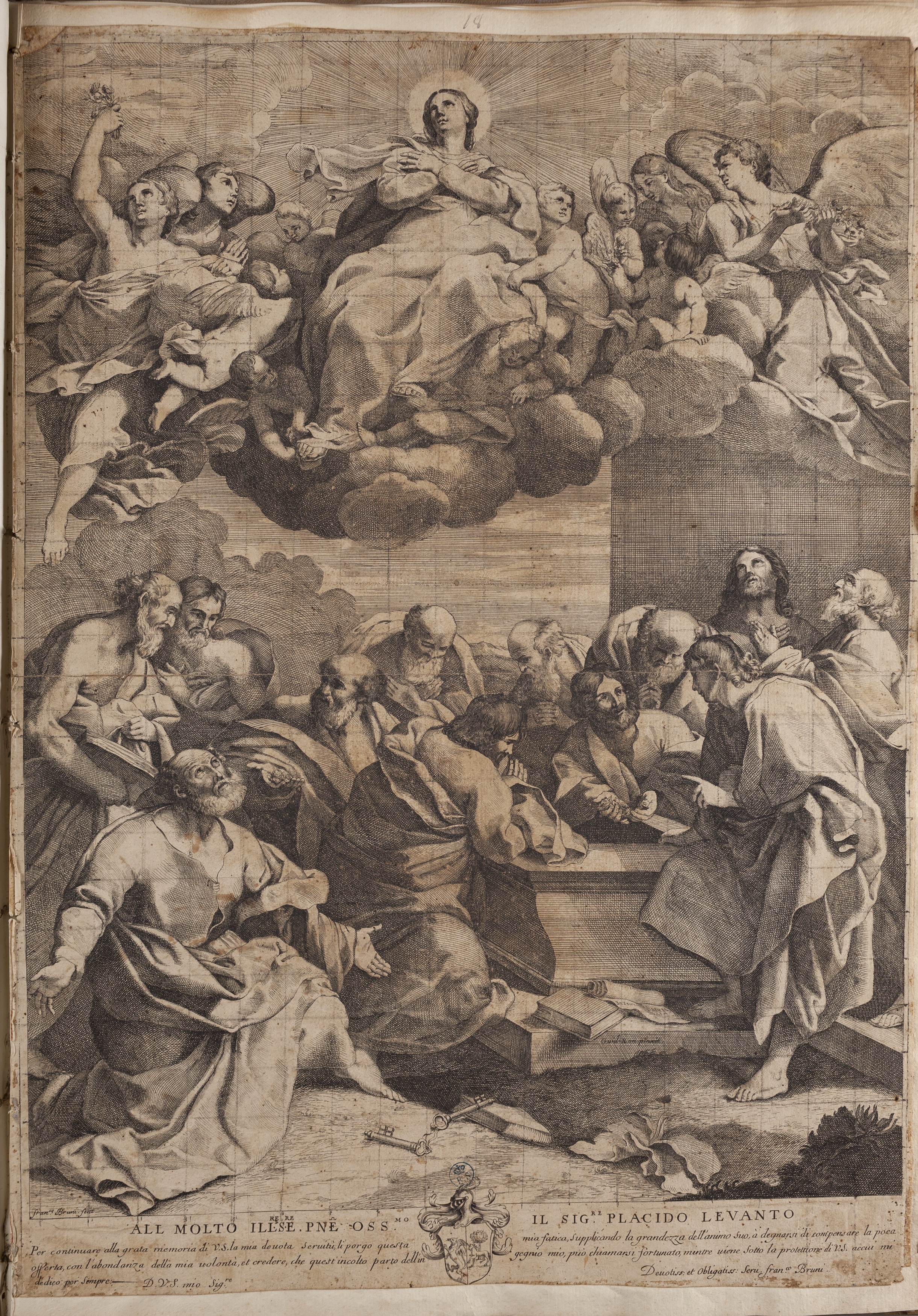 Assunzione della Vergine, Assunzione della Vergine (stampa controfondata smarginata tagliata) di Guido Reni, Bruni Franesco (metà/ metà XVII-XVIII)