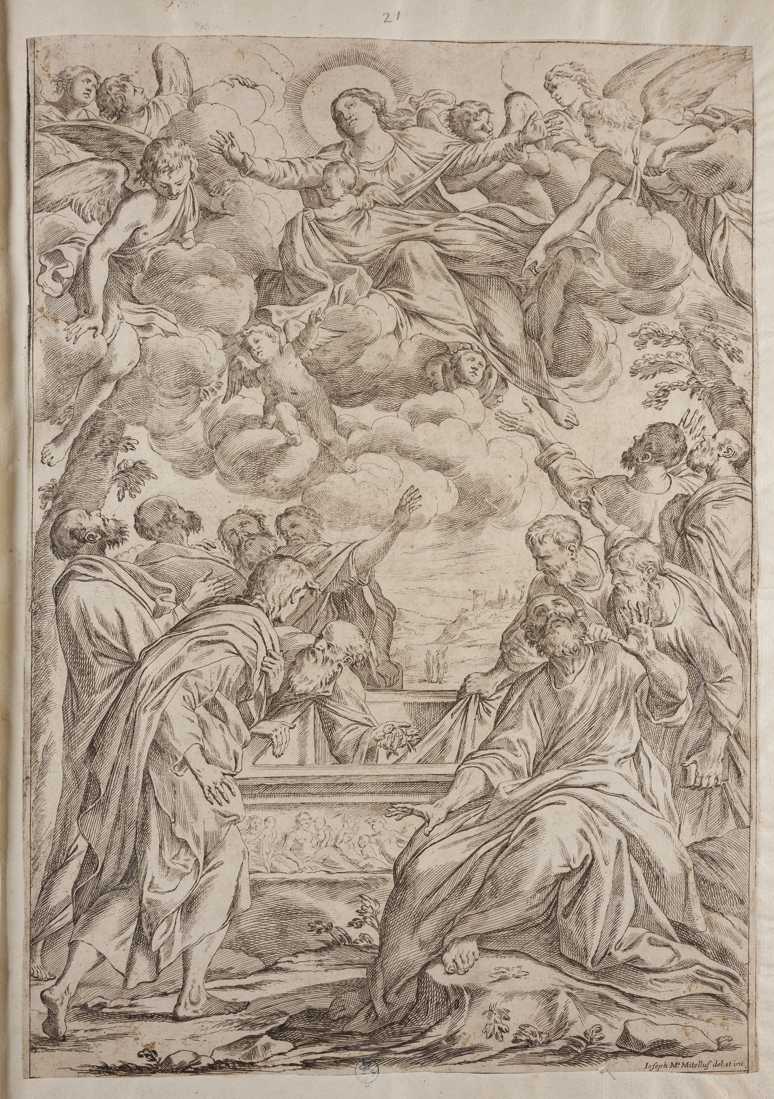 Assunzione della Vergine, Assunzione della Vergine (stampa controfondata smarginata tagliata, serie) di Annibale Carracci, Mitelli Giuseppe Maria (XVIII)