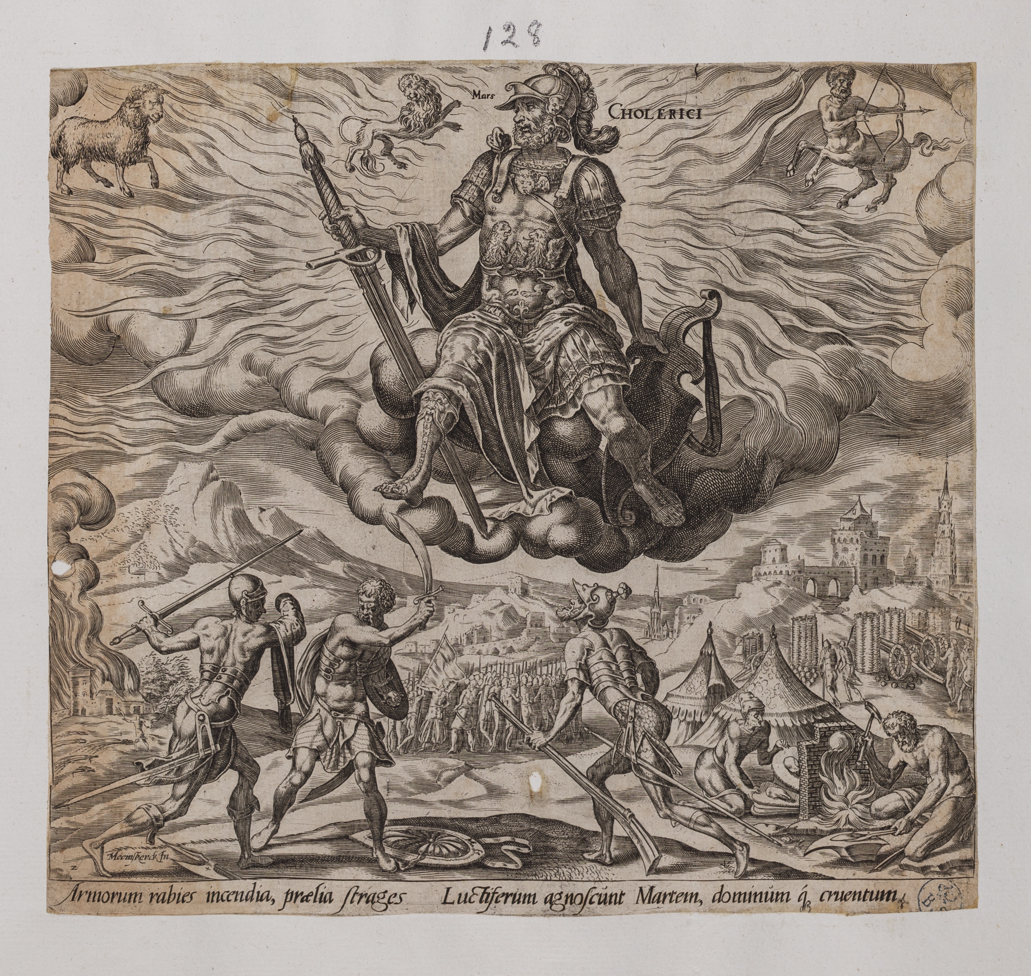 Temperamento collerico (stampa controfondata tagliata, serie) di Heemskerck Marten van, Muller Harmen (seconda metà sec. XVI)