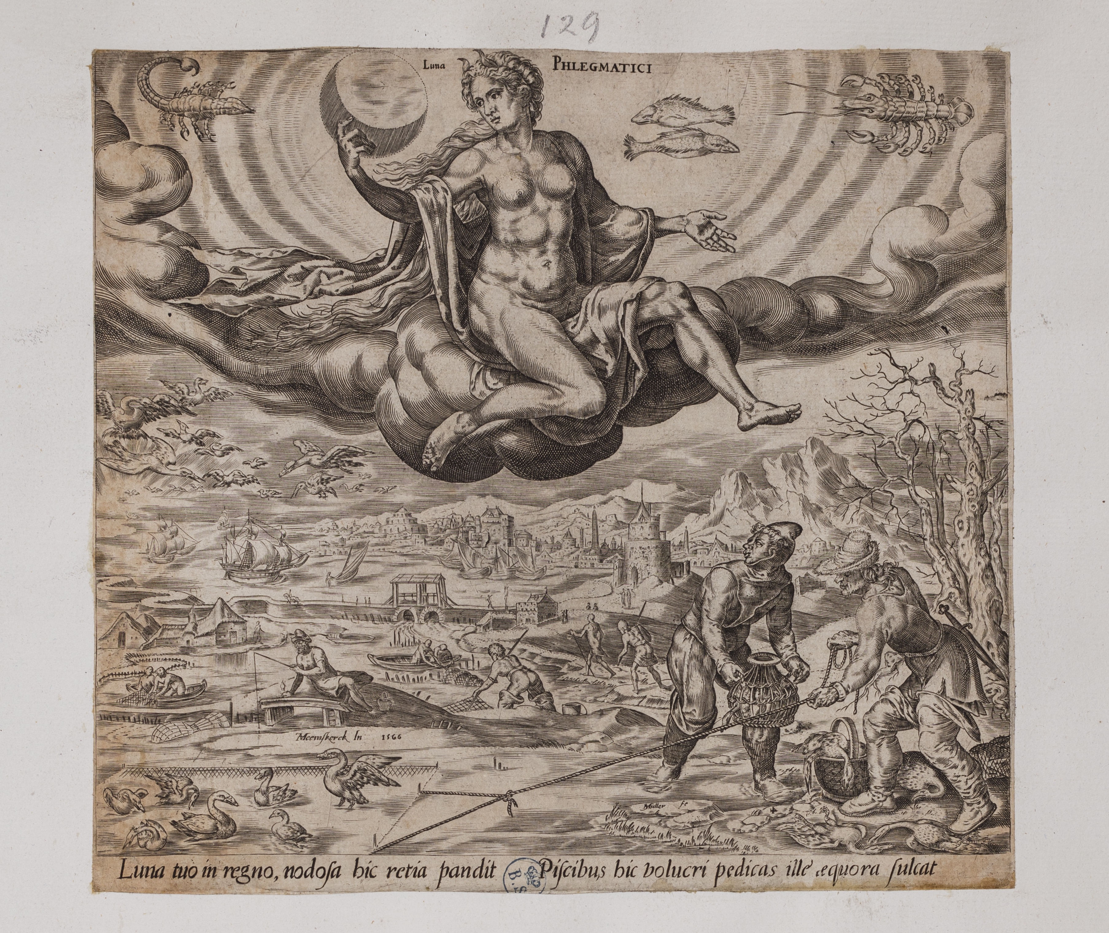 Temperamento flemmatico (stampa controfondata tagliata, serie) di Heemskerck Marten van, Muller Harmen (seconda metà sec. XVI)