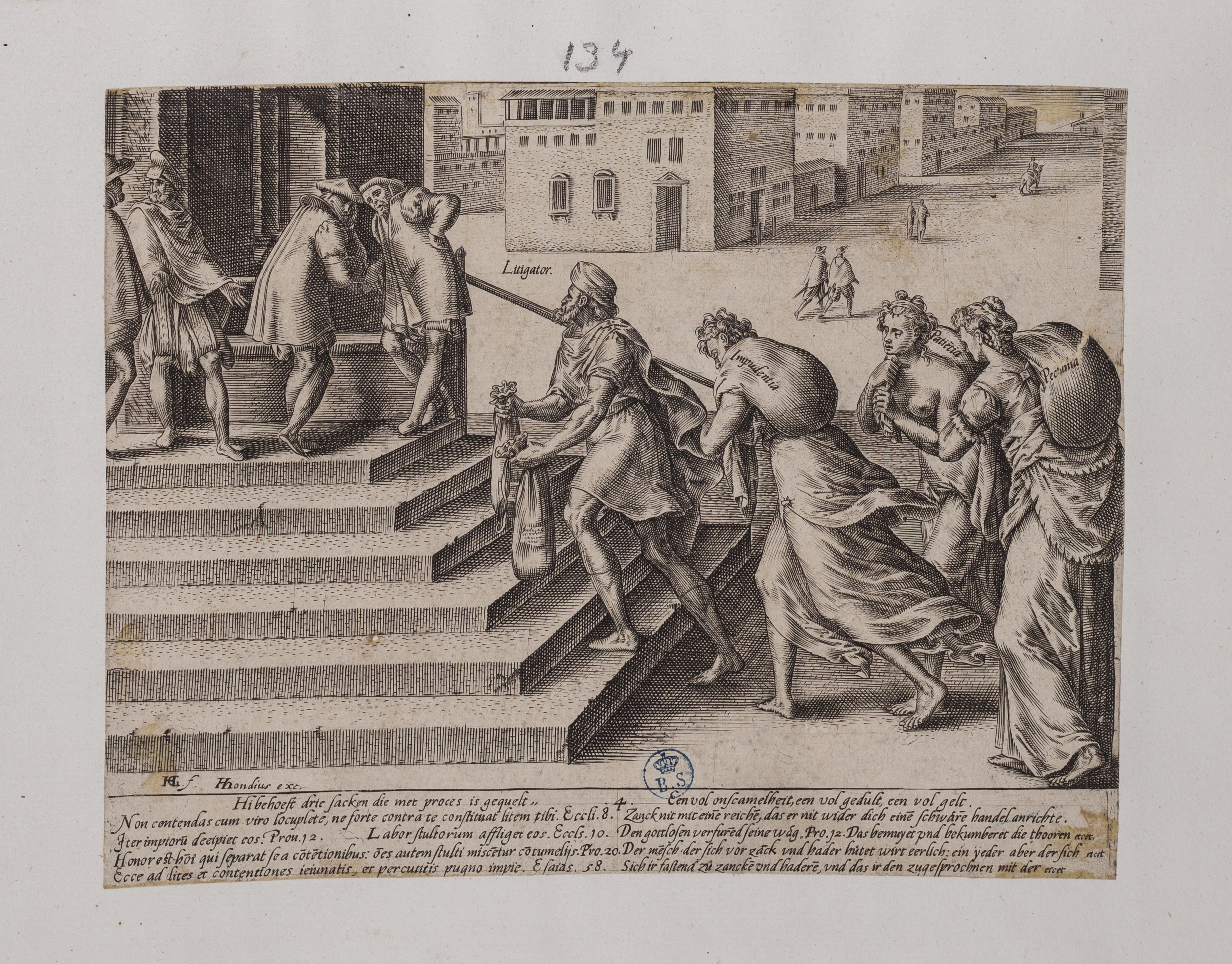 Giustizia iniqua (stampa controfondata smarginata tagliata, serie) di Coornhert Dirck (attribuito), Goltzius Hendrick (inizio sec. XVII)