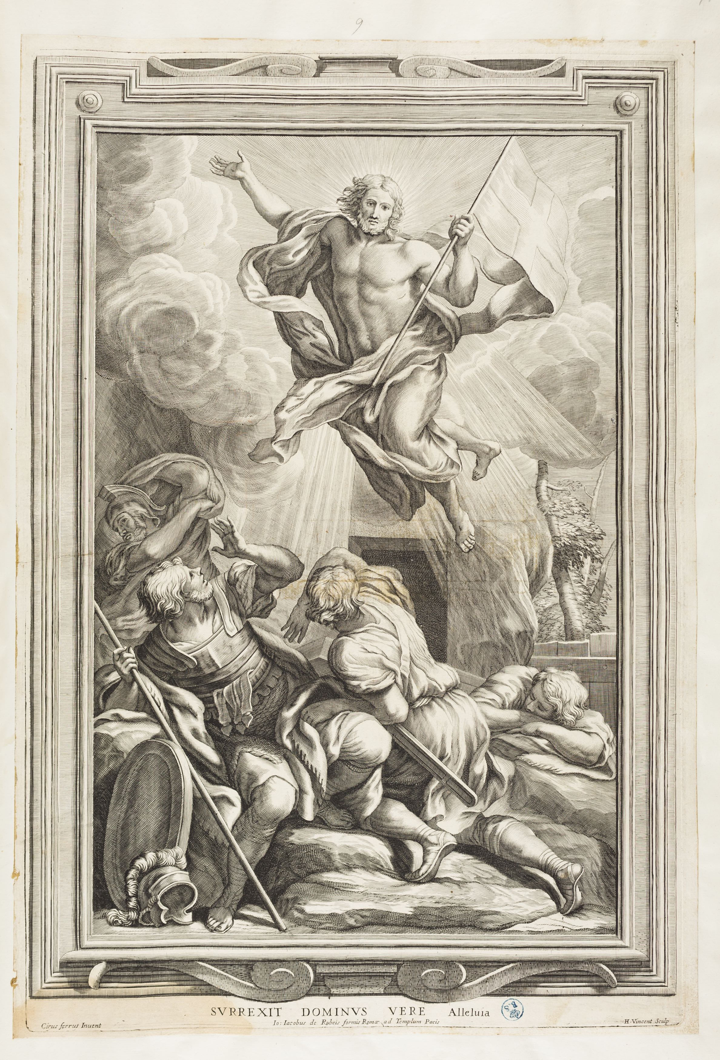 Resurrezione, resurrezione (stampa controfondata tagliata, serie) di Ferri Ciro, Vincent Hubert (terzo quarto XVII)