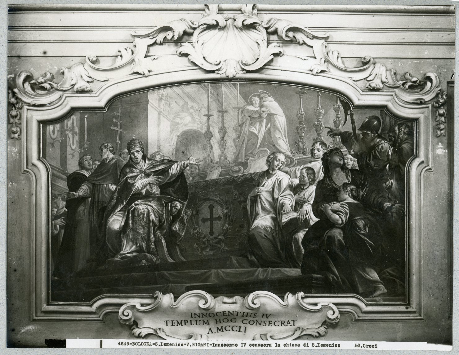 Dipinti - Pitture murali - Chiese - Consagrazione della basilica di San Domenico a Bologna (positivo) di Felice, Croci (XX)