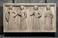 Virtù Cardinali e Teologali (sarcofago, opera isolata) - ambito campionese (inizio sec. XV)