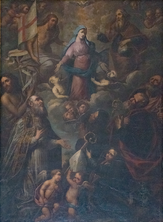 Incoronazione della Vergine e santi (dipinto, opera isolata) - ambito milanese (ultimo quarto sec. XVII)