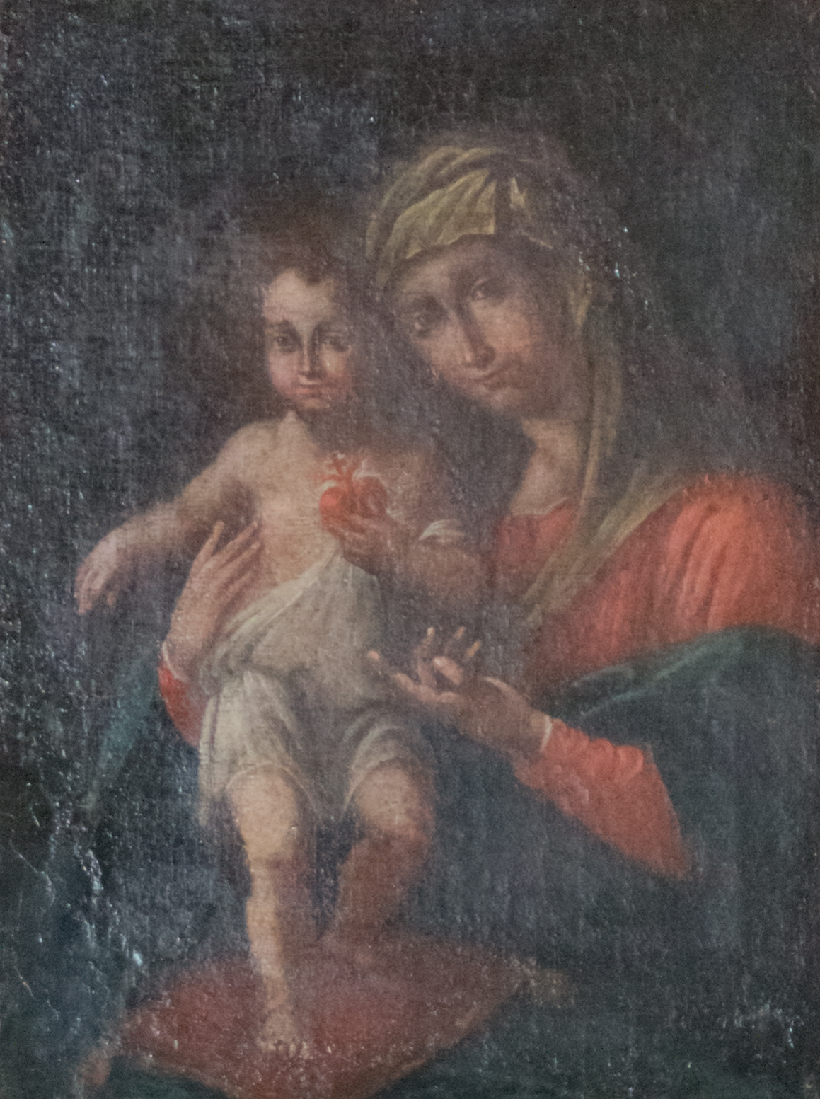 Madonna col Bambino e Sacro cuore (dipinto, opera isolata) - ambito milanese (seconda metà sec. XVII)