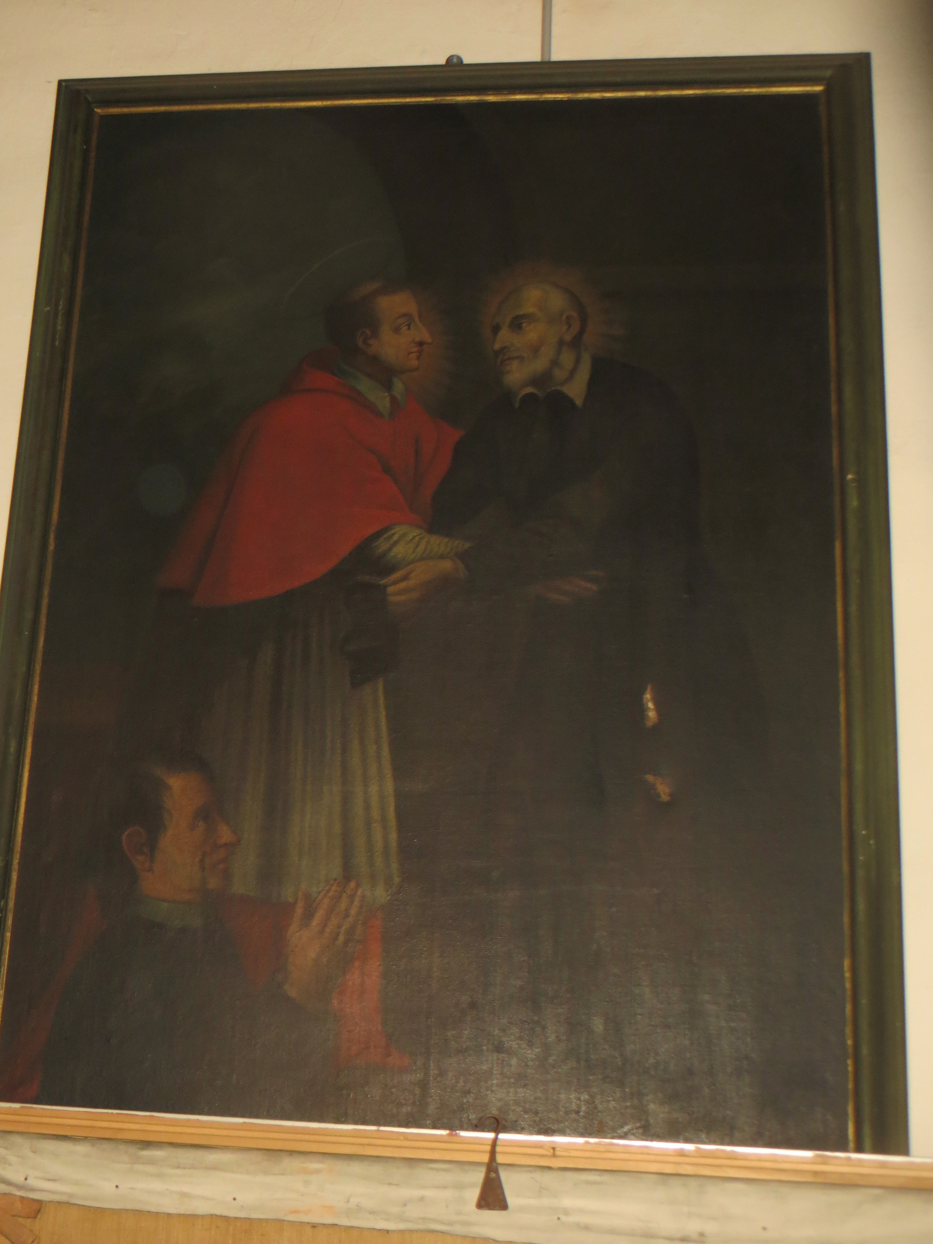 Incontro tra Carlo Borromeo e Filippo Neri (dipinto, opera isolata) - ambito milanese (metà sec. XVIII)