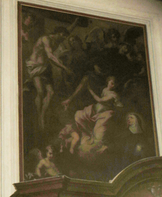 Cristo appare a san Pellegrino Laziosi e a santa Giuliana Falconieri (dipinto, opera isolata) di Formenti, Tommaso - ambito milanese (secondo quarto sec. XVIII)