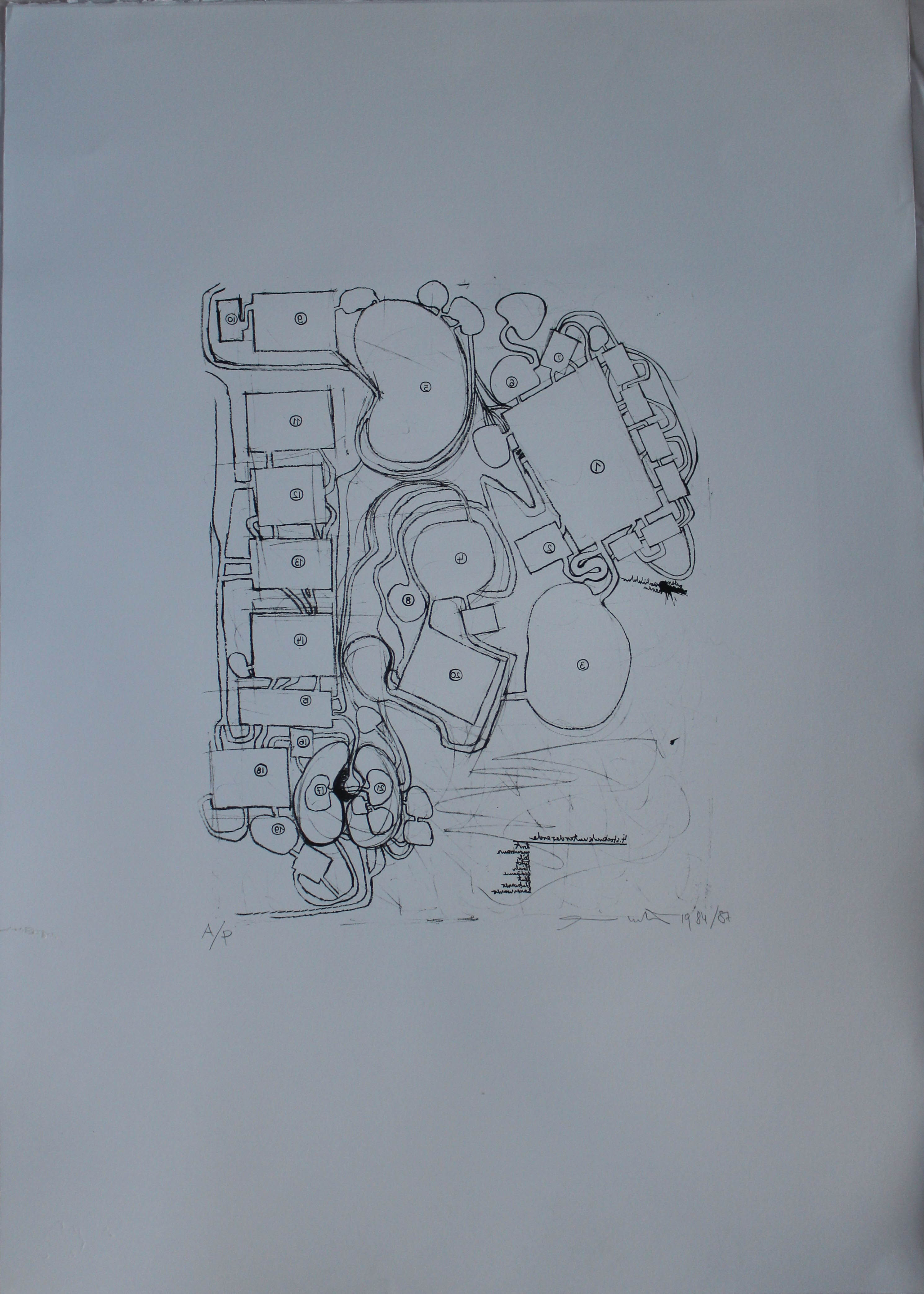 senza titolo, prove d'autore (A/P) (litografia) di Nitsch, Hermann - Atelier Nitsch Prinzendorf (sec. XX)