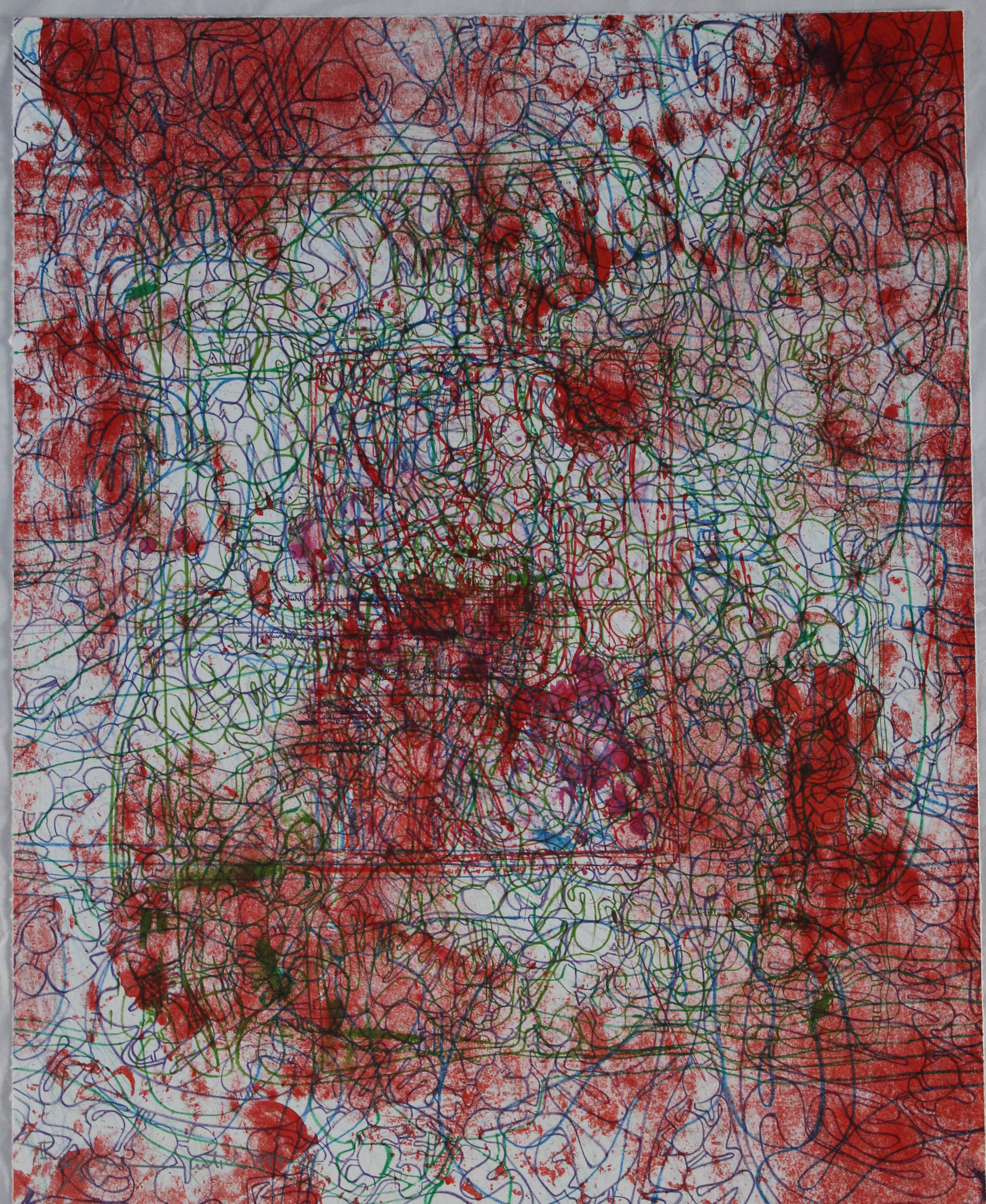 Litograph in green, chromic green, violet, violet-pink, blue and two shades of red, Corpo umano (stampa) di Hermann Nitsch - ambito viennese (XX sec)