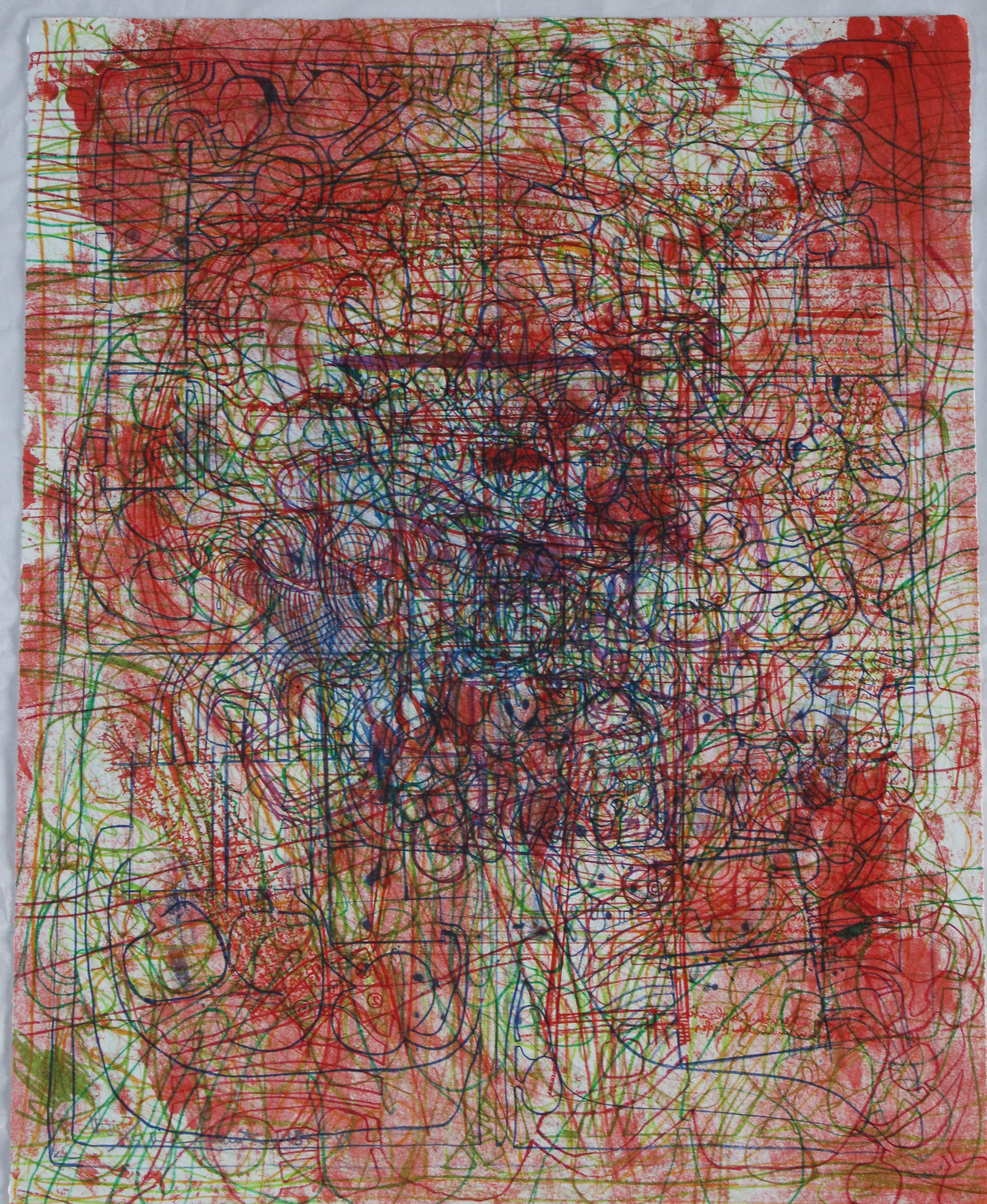 (Portfolio II n.8) Litograph in Indian yellow, green, light green, olive, green, chromic green, violet, violet-red, blue, dark blue and three shades of red, Corpo umano (stampa) di Hermann Nitsch - ambito viennese (XX sec)