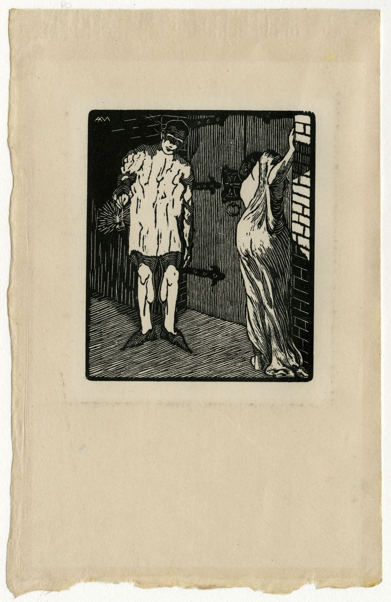 Novella prima: Gianni Lotteringhi e la moglie, Illustrazione per "Decamerone. Dioneo: giornata settima" (stampa, serie) di Moroni Antonello (primo quarto XX)