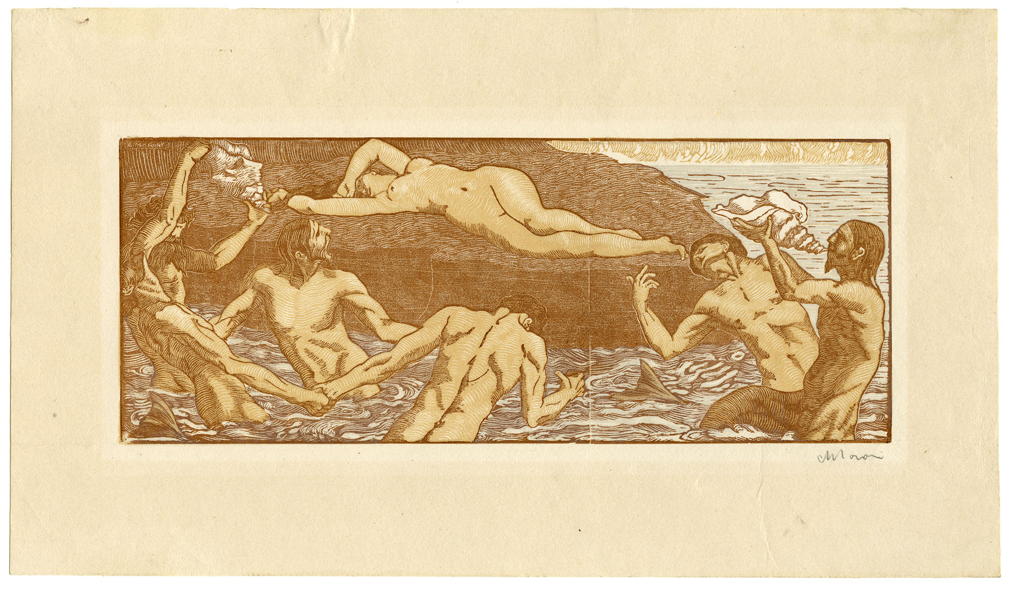 I tritoni, Scena allegorica (stampa) di Moroni Antonello (primo quarto XX)