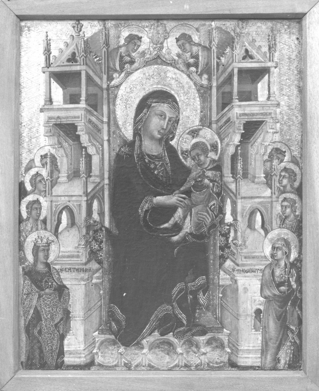 Madonna con Bambino tra angeli e Santi (dipinto) di Maestro di San TorpÃ¨ (cerchia) (primo quarto sec. XIV)