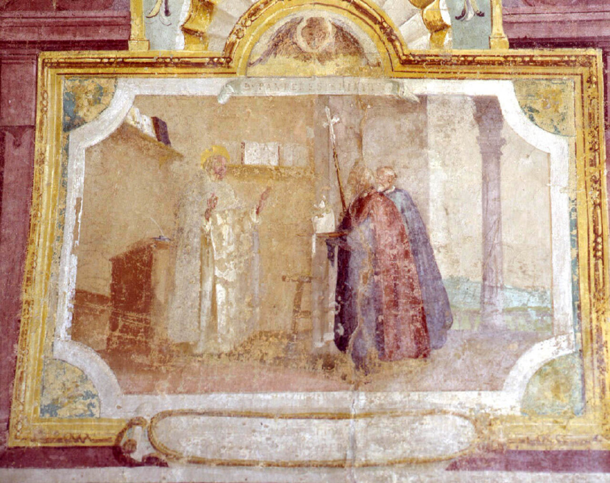 San Tommaso d'Aquino rinuncia all'arcivescovado di Napoli (dipinto, elemento d'insieme) di Buti Lodovico (sec. XVI)