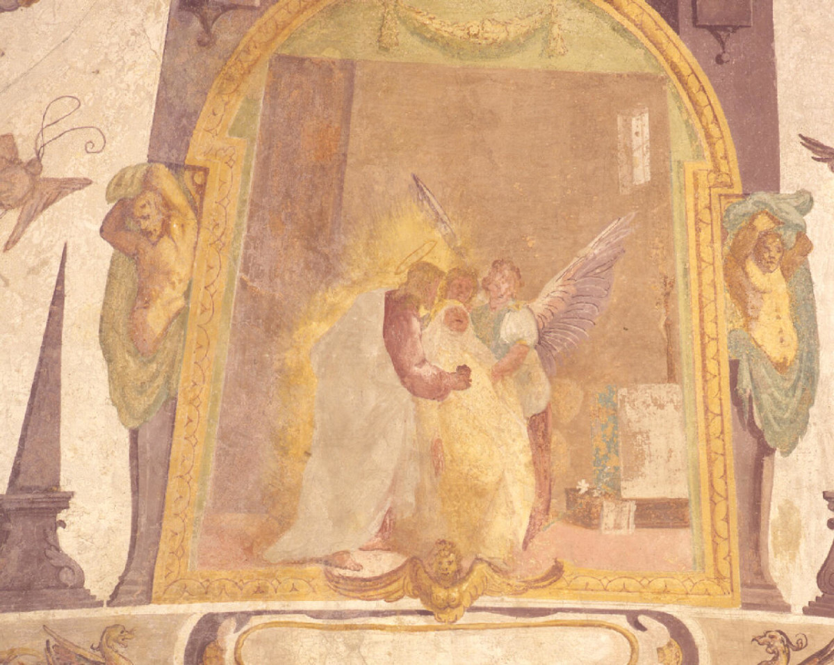 Santa Caterina da Siena ha la visione del Cuore di Gesù (dipinto, elemento d'insieme) di Buti Lodovico (sec. XVI)