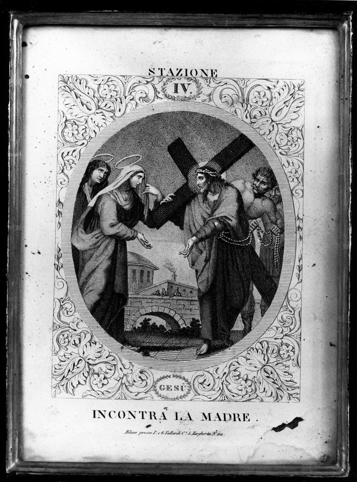 stazione IV: Gesù incontra la Madonna (stampa) di Rados Luigi (prima metà sec. XIX)