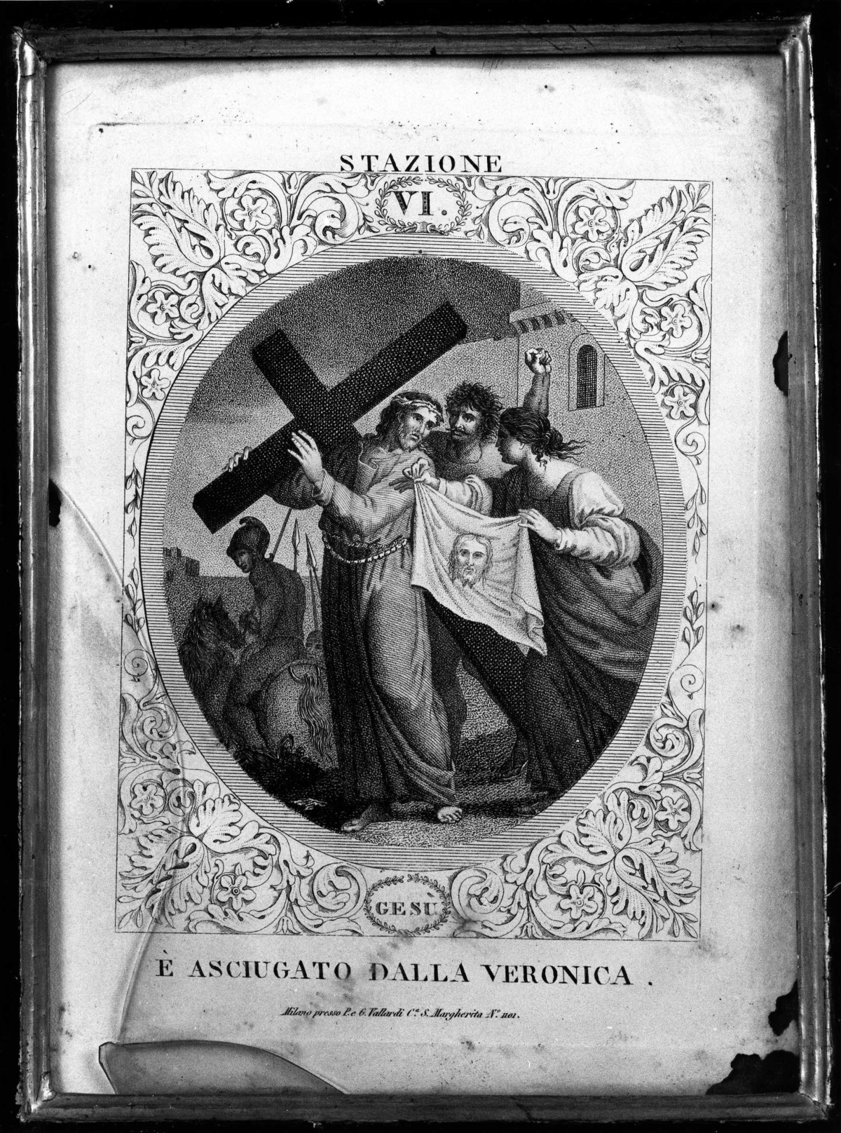 stazione VI: Gesù asciugato dalla Veronica (stampa) di Rados Luigi (prima metà sec. XIX)