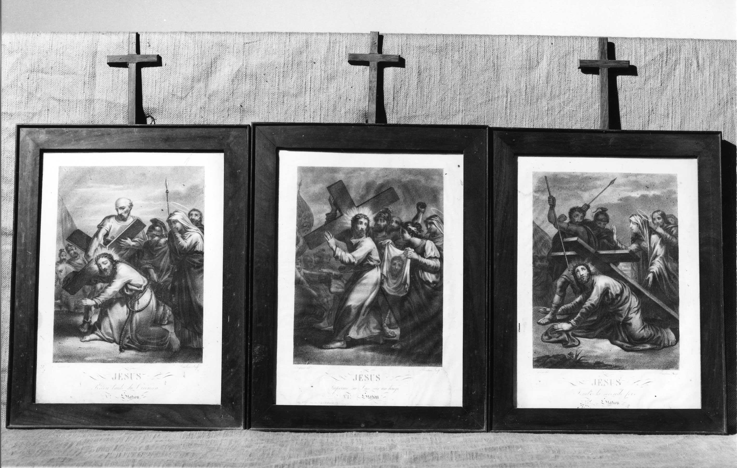 stazione V: Gesù aiutato da Simone il Cireneo a portare la croce (stampa) di Tassaert Philip Joseph, Baudran Auguste Alexandre (seconda metà sec. XVIII)