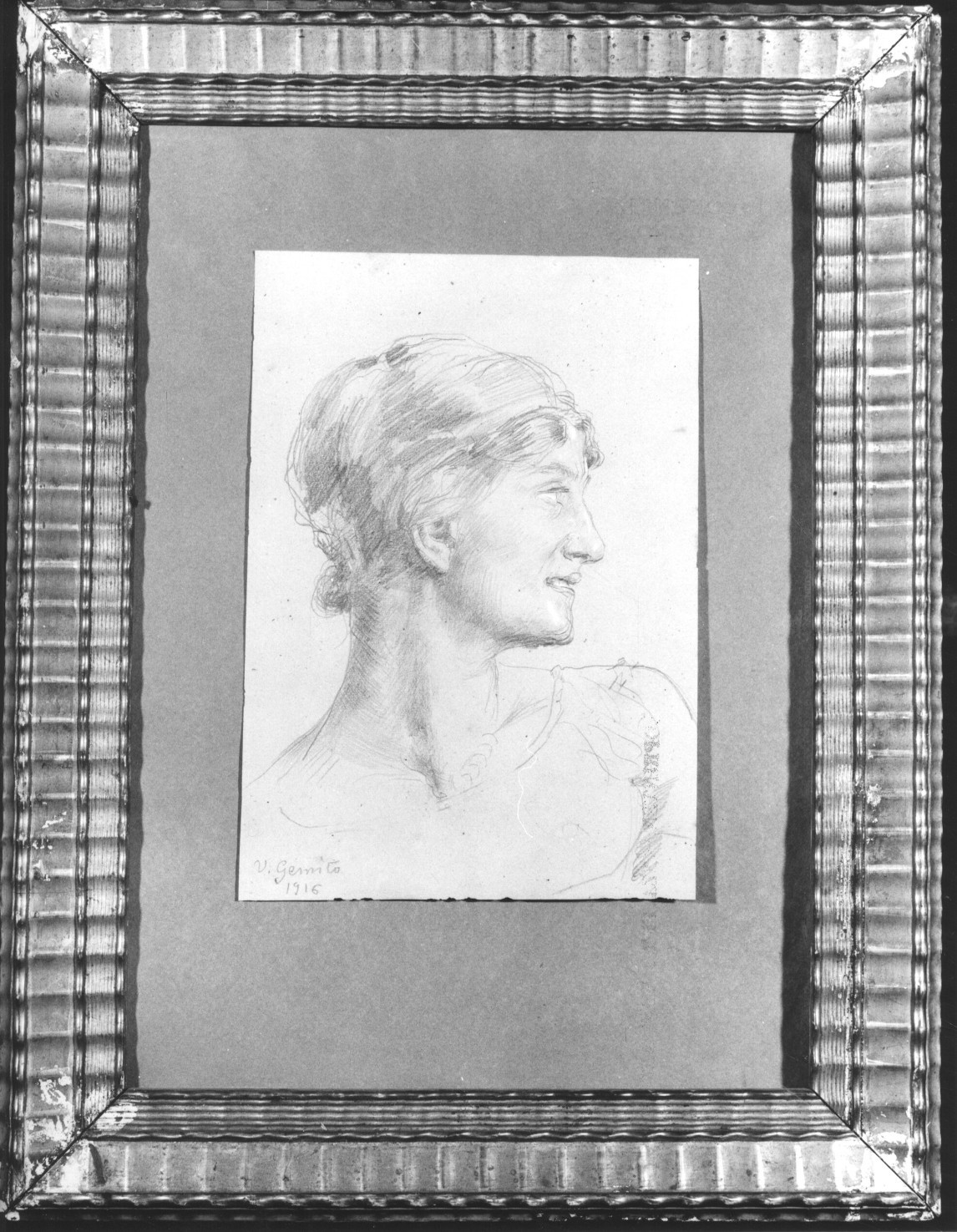 Ritratto di Aida Baduel Zamberletti (disegno) di Gemito Vincenzo (sec. XX)