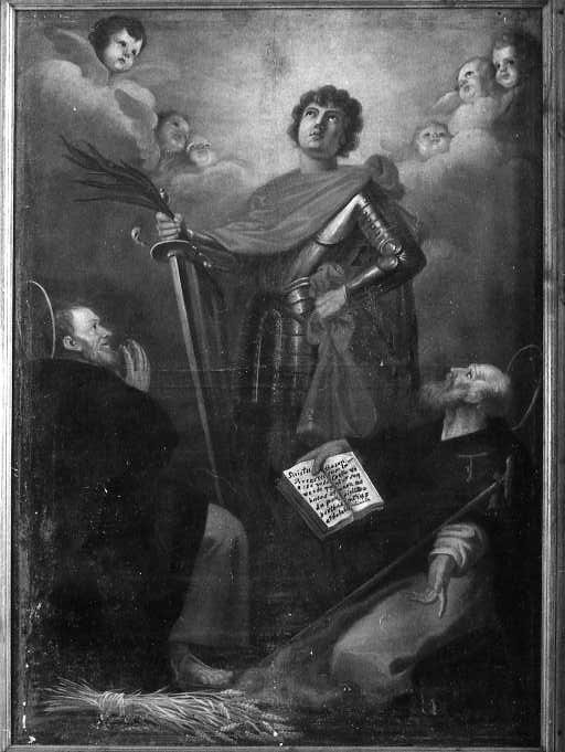 San Miniato con Sant'Antonio Abate e Sant'Isidoro Agricola (dipinto, pendant) di Colli Evaristo (sec. XVIII)