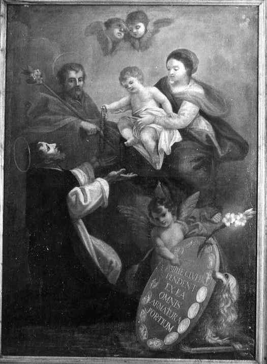 Madonna del Rosario con San Domenico e San Giuseppe (dipinto, pendant) di Colli Evaristo (sec. XVIII)