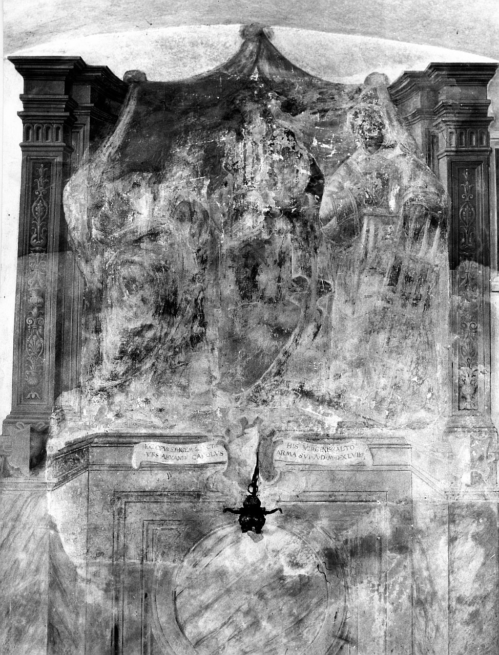 Madonna con Bambino e Santi (dipinto murale) - ambito toscano (sec. XVI)