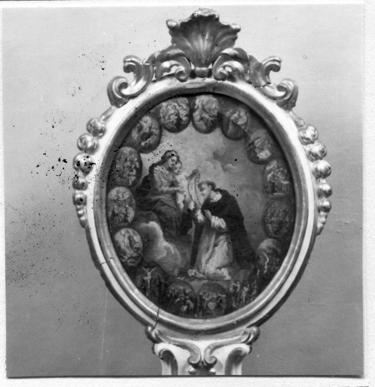 Madonna del Rosario con San Domenico e Misteri del Rosario (dipinto) di Pillori Antonio Nicola (attribuito) (sec. XVIII)
