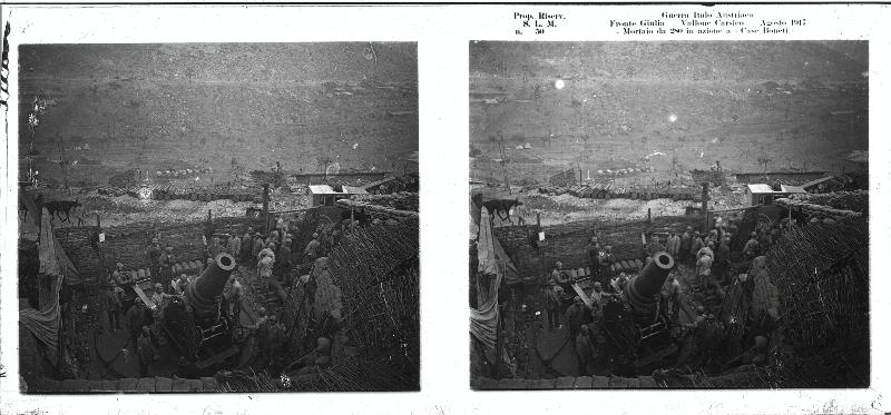 Friuli-Venezia Giulia - Carso - Doberdò del Lago - Bonetti - quota 208 sud - artiglieria - mortai - calibro 280 - 1917 (positivo) di Marzocchi, Luigi (primo quarto XX)