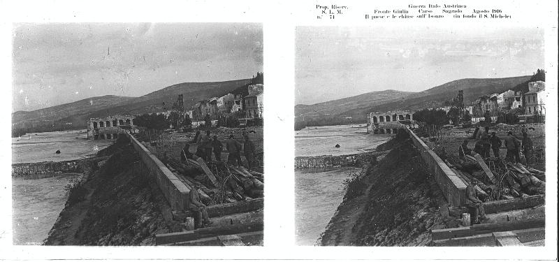 Friuli-Venezia Giulia - Carso - monte S. Michele - Sagrado - Isonzo - fiumi - edifici - chiuse - 1916 (positivo) di Marzocchi, Luigi (primo quarto XX)