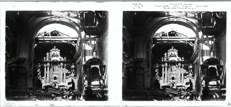 Friuli-Venezia Giulia - Carso - Savogna d'Isonzo - chiese - rovine - macerie - 1917 (positivo) di Marzocchi, Luigi (primo quarto XX)