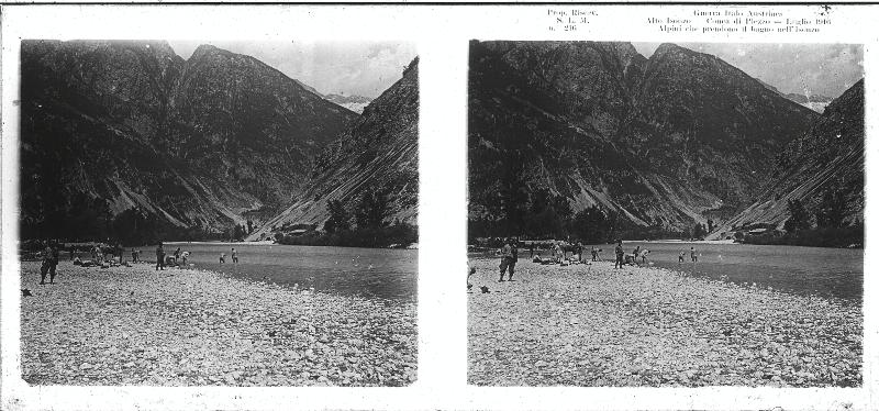 Slovenia - Carso - Plezzo - conca di Plezzo - Isonzo - fiumi - soldati - militari - 1916 (positivo) di Marzocchi, Luigi (primo quarto XX)