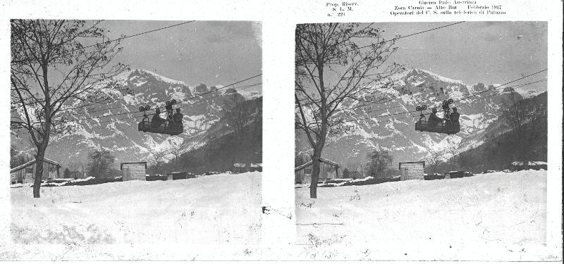 Friuli-Venezia Giulia - Carnia - Paluzza - Alto But - neve - teleferiche - soldati - militari - 1917 (positivo) di Marzocchi, Luigi (primo quarto XX)