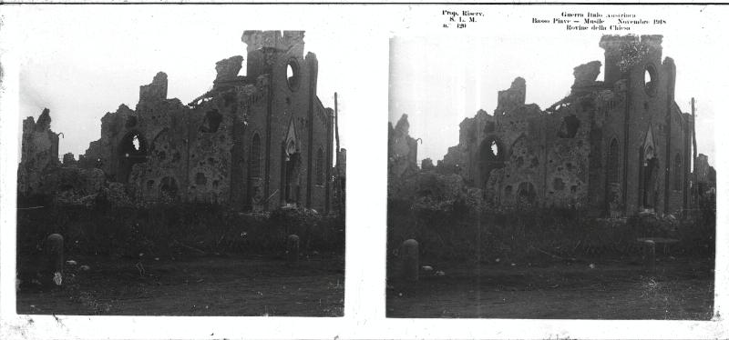 Musile di Piave - chiesa - rovine - 1918 (positivo) di Marzocchi, Luigi (primo quarto XX)